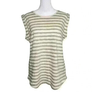 Liz Claiborne women's striped blouse cap sleeve beige/tan size medium